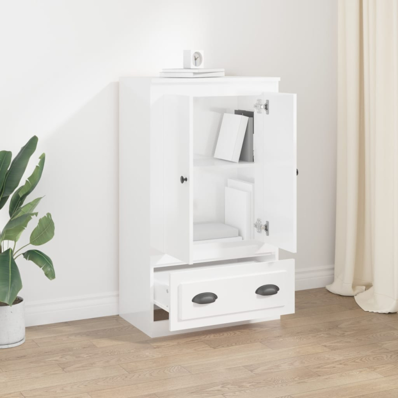 Highboard Hochglanz-Weiß 60x35,5x103,5 cm Holzwerkstoff