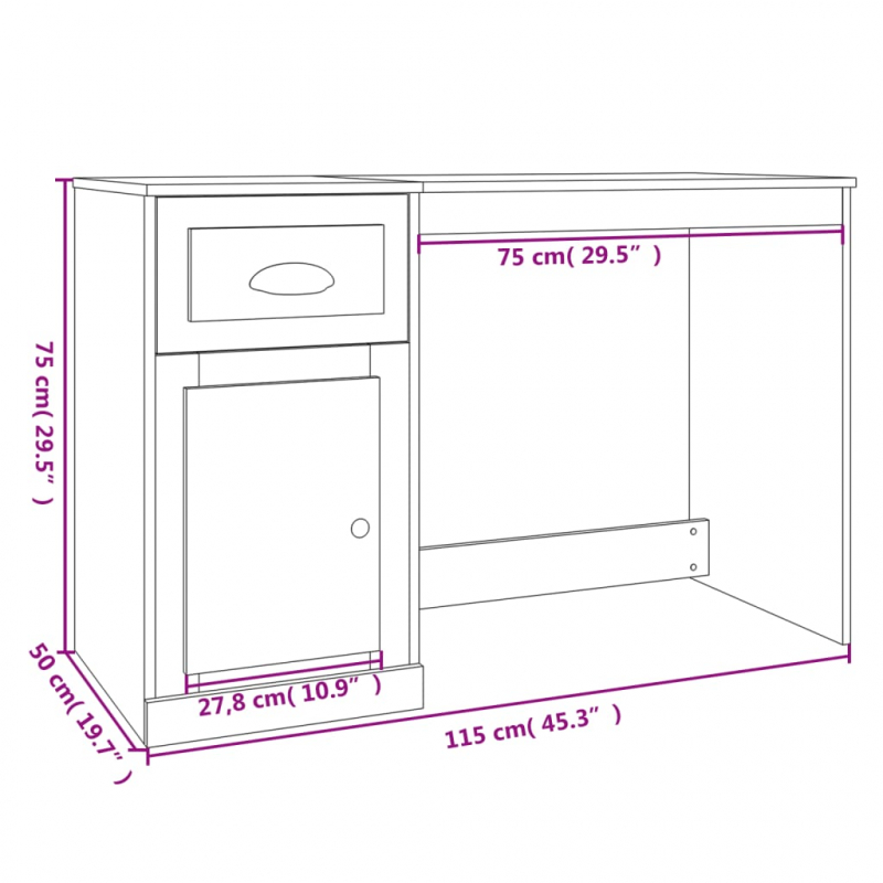 Schreibtisch mit Schublade Schwarz 115x50x75 cm Holzwerkstoff