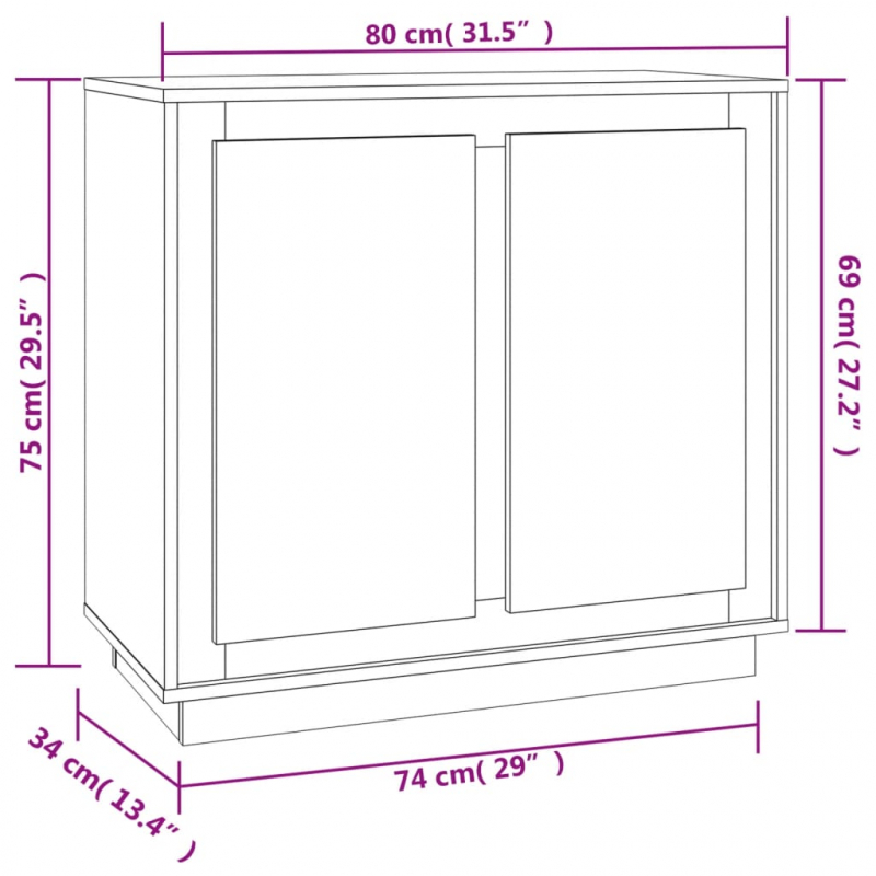 Sideboard Schwarz 80x34x75 cm Holzwerkstoff