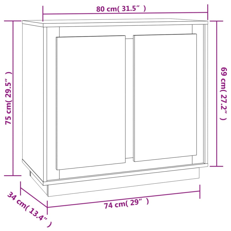 Sideboard Betongrau 80x34x75 cm Holzwerkstoff