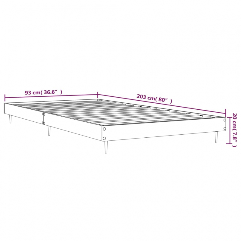 Bettgestell Grau Sonoma 90x200 cm Holzwerkstoff