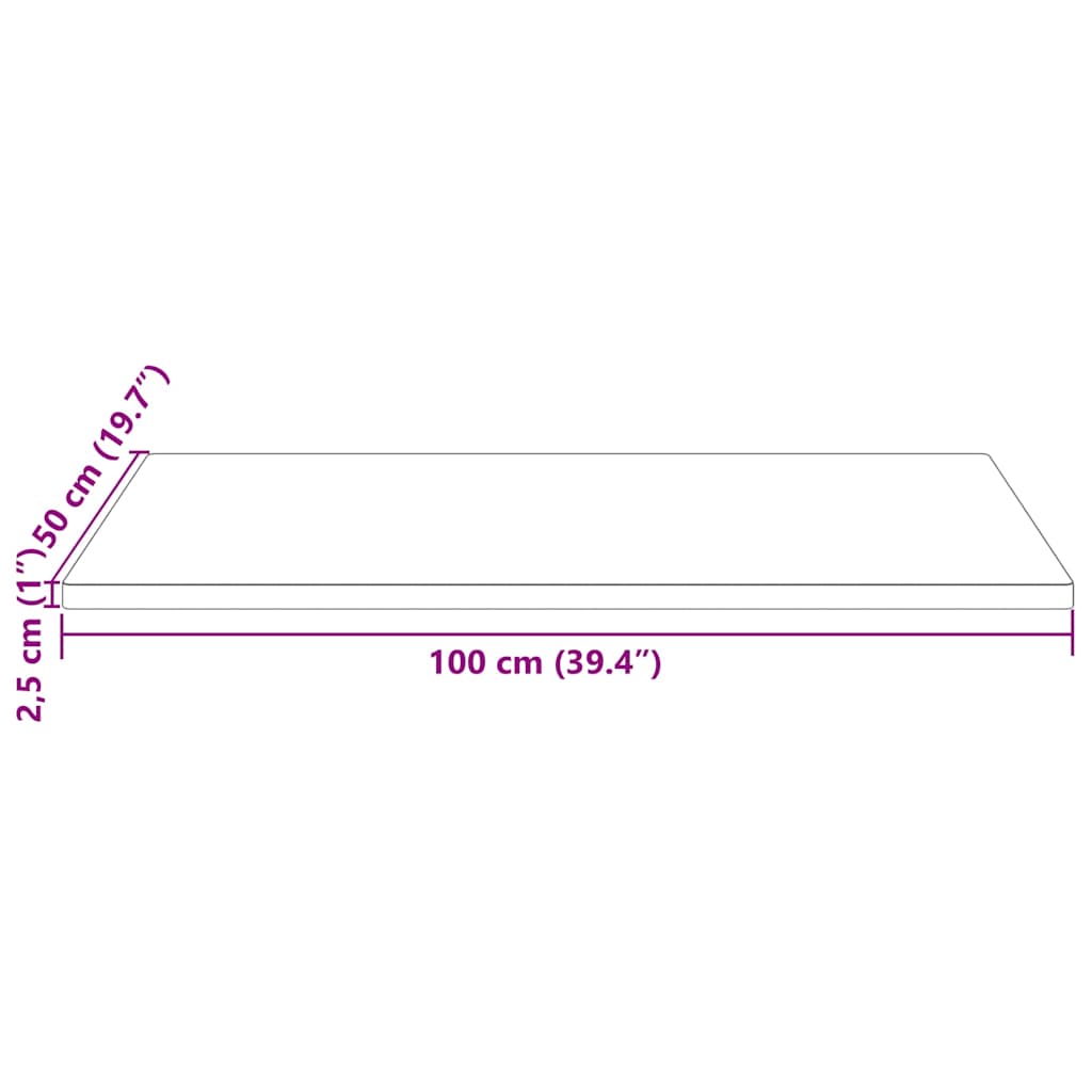Tischplatte 100x50x2,5 cm Massivholz Kiefer Rechteckig