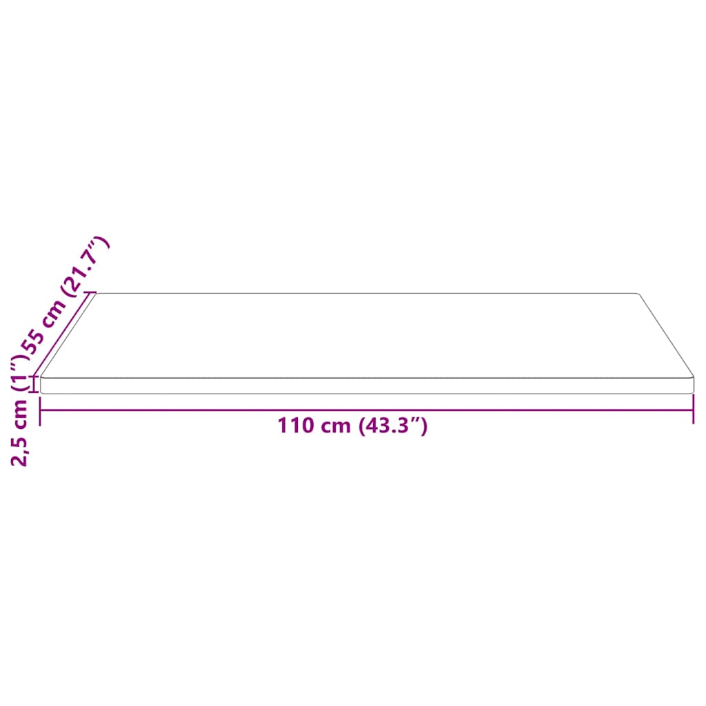 Tischplatte 110x55x2,5 cm Massivholz Kiefer Rechteckig
