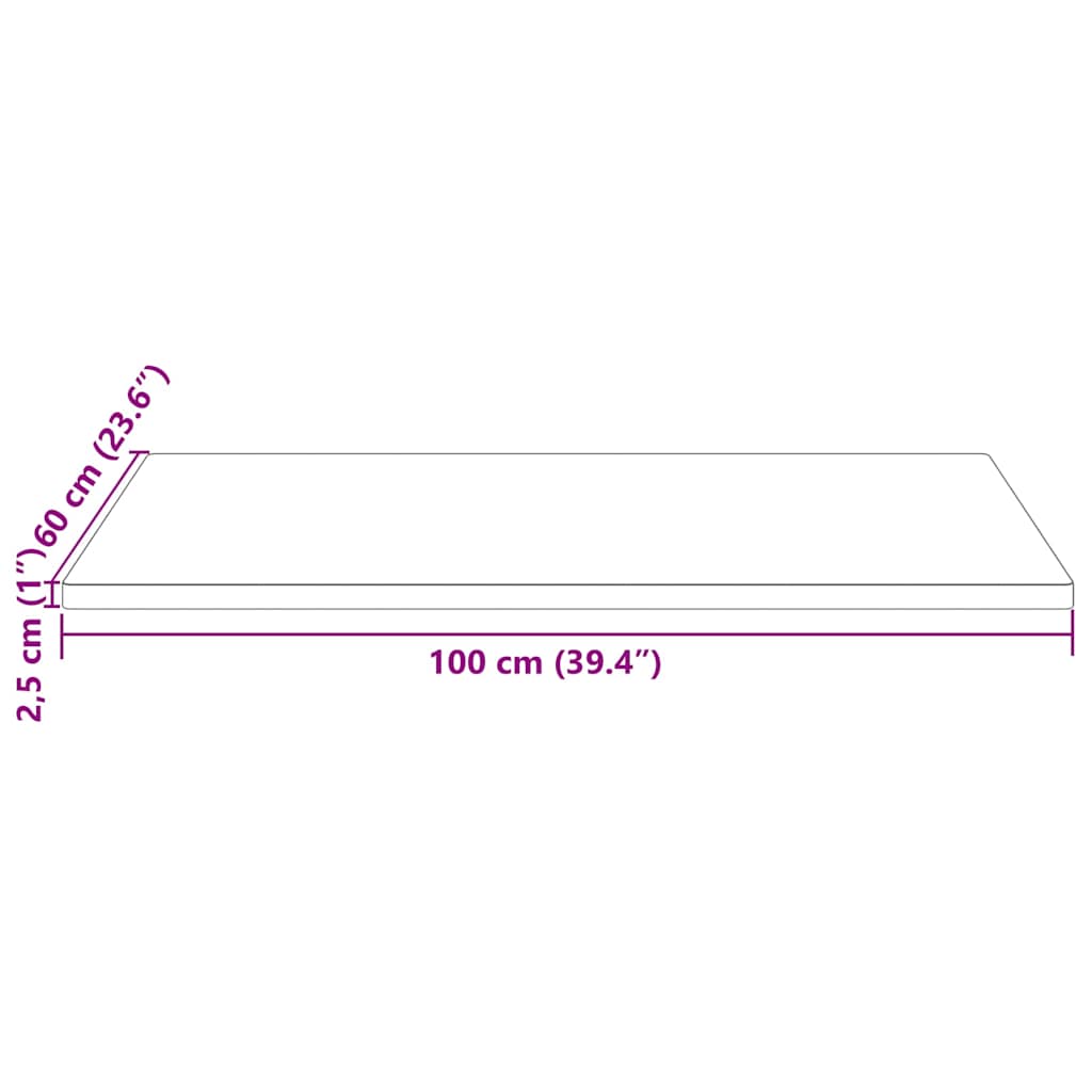 Tischplatte 100x60x2,5 cm Massivholz Kiefer Rechteckig