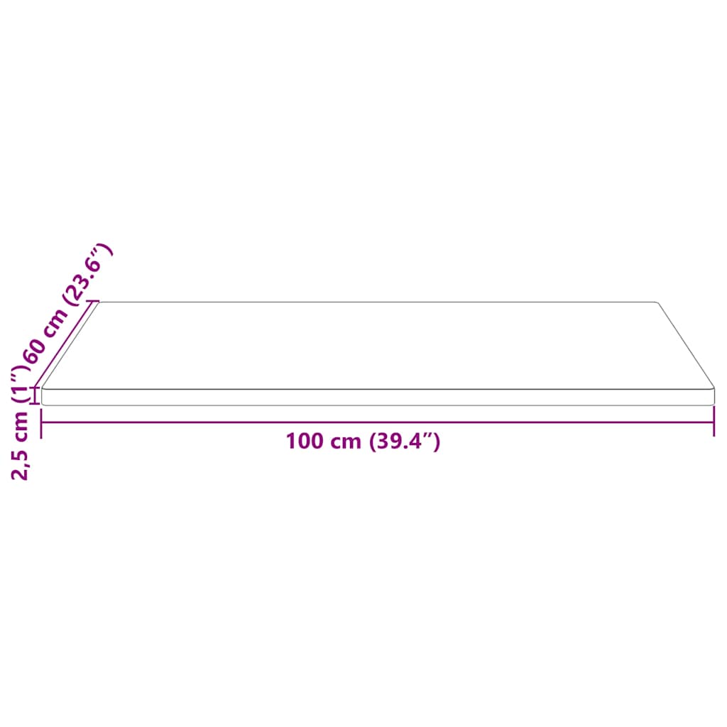 Tischplatte Weiß 100x60x2,5 cm Massivholz Kiefer Rechteckig