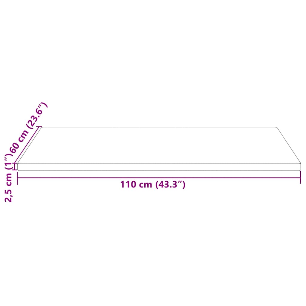 Tischplatte 110x60x2,5 cm Massivholz Kiefer Rechteckig
