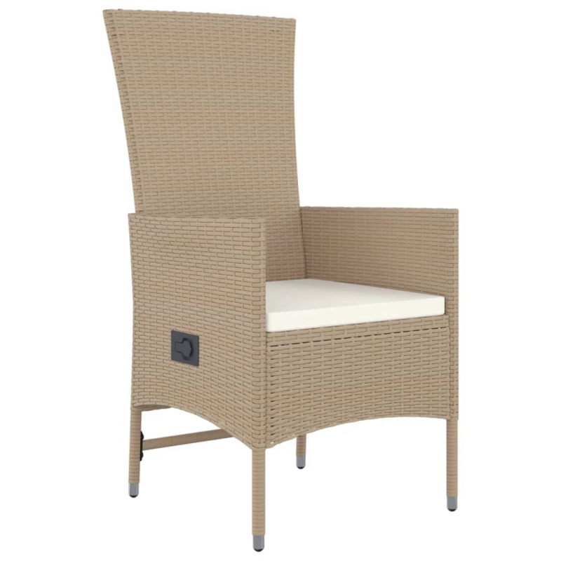 9-tlg. Garten-Essgruppe mit Kissen Beige Poly Rattan