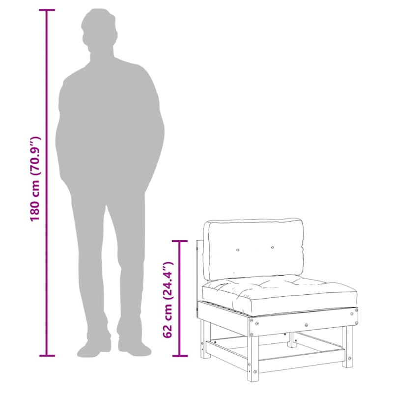 Mittelsofa mit Kissen Massivholz Douglasie