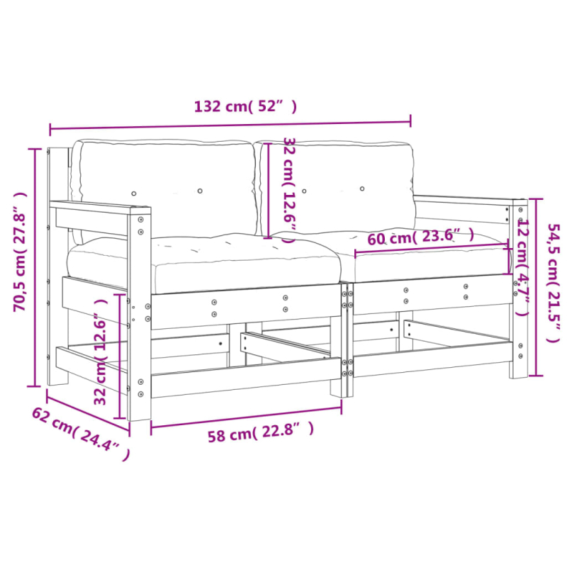 Gartenstühle mit Kissen 2 Stk. Massivholz Douglasie