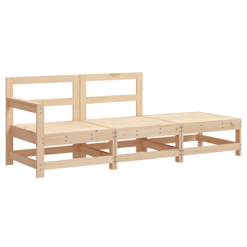 3-tlg. Garten-Lounge-Set mit Kissen Massivholz