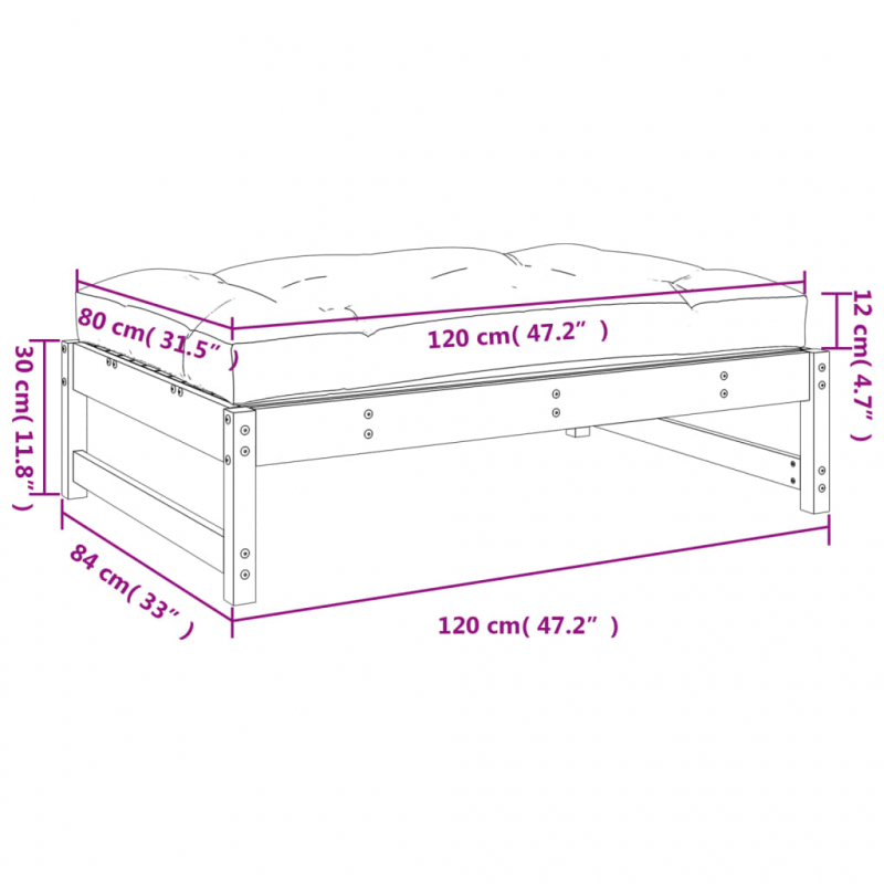 Gartenhocker 120x80 cm Massivholz Douglasie