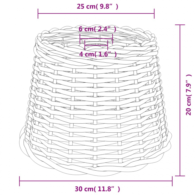 Lampenschirm Weiß Ø30x20 cm Korbweide