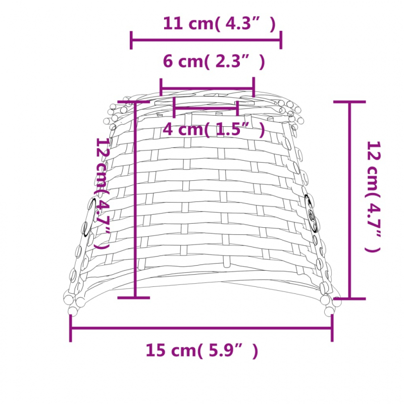 Lampenschirm Weiß Ø15x12 cm Korbweide