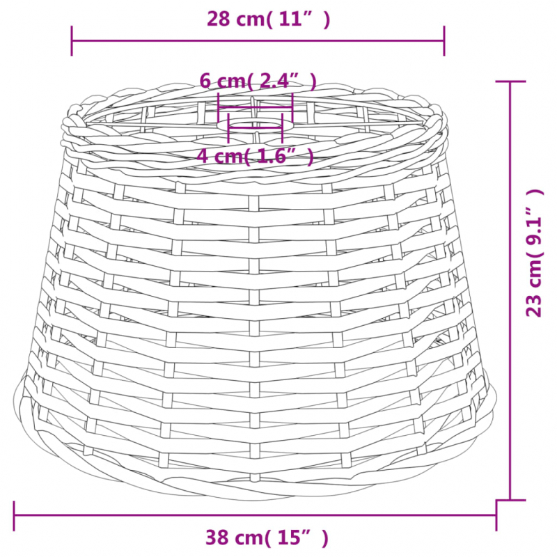 Lampenschirm Weiß Ø38x23 cm Korbweide