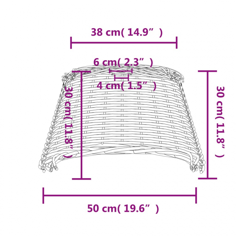 Lampenschirm Weiß Ø50x30 cm Korbweide