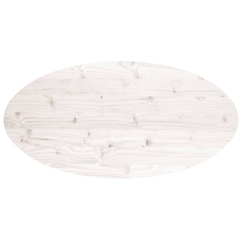 Tischplatte Weiß 100x50x2,5 cm Massivholz Kiefer Oval