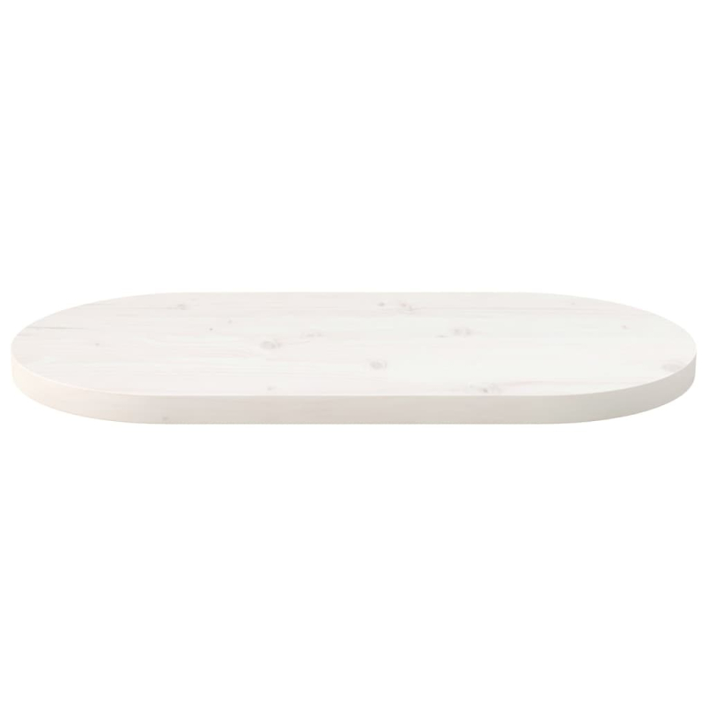 Tischplatte Weiß 60x30x2,5 cm Massivholz Kiefer Oval