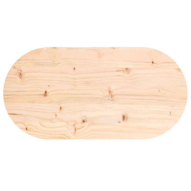 Tischplatte 80x40x2,5 cm Massivholz Kiefer Oval