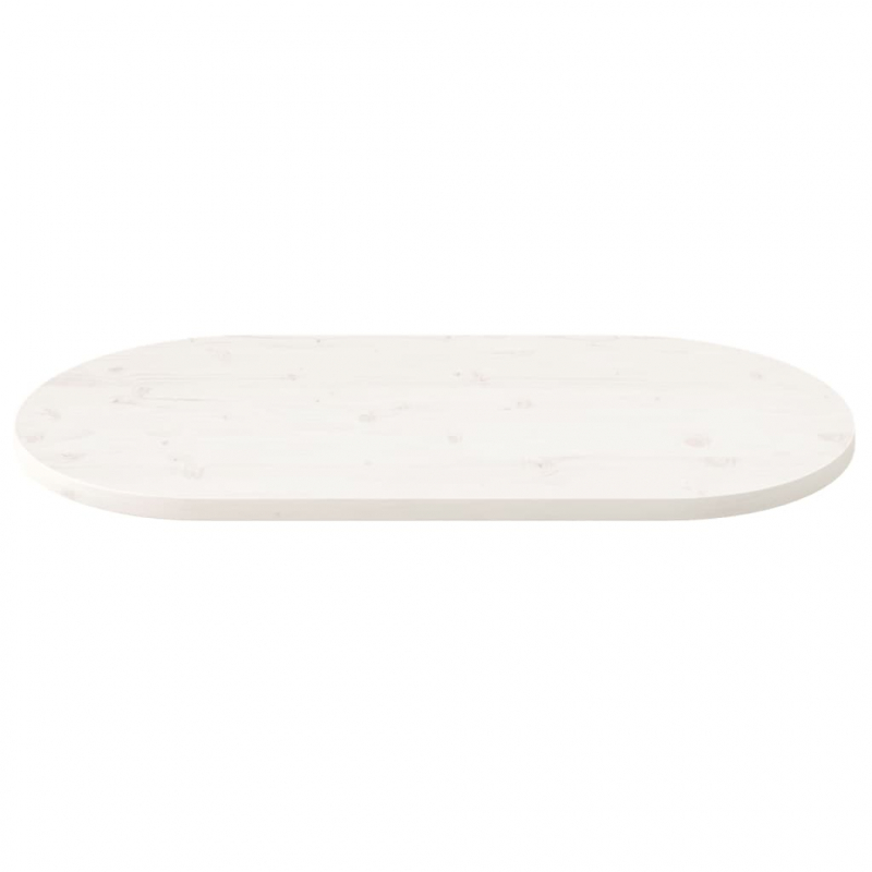 Tischplatte Weiß 100x50x2,5 cm Massivholz Kiefer Oval