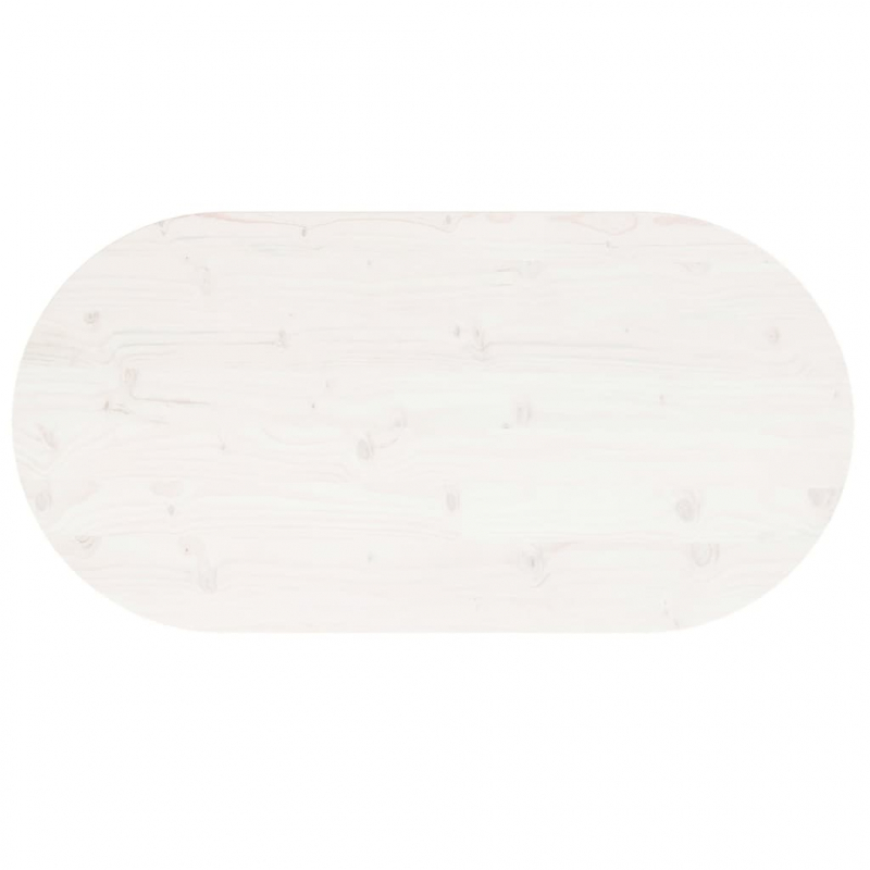Tischplatte Weiß 100x50x2,5 cm Massivholz Kiefer Oval