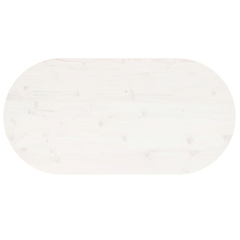 Tischplatte Weiß 110x55x2,5 cm Massivholz Kiefer Oval