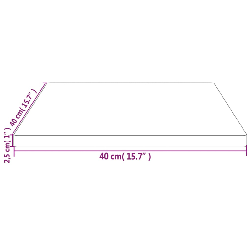 Tischplatte Weiß 40x40x2,5 cm Massivholz Kiefer Quadratisch