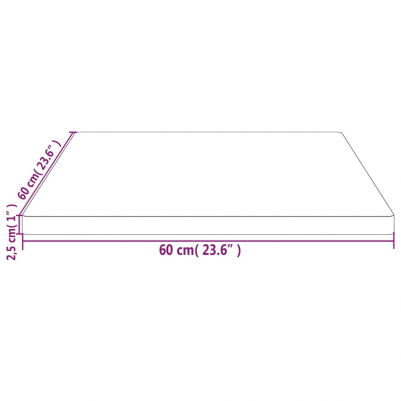 Tischplatte 60x60x2,5 cm Massivholz Kiefer Quadratisch