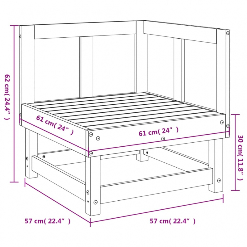 Garten-Ecksofa Weiß Massivholz Kiefer