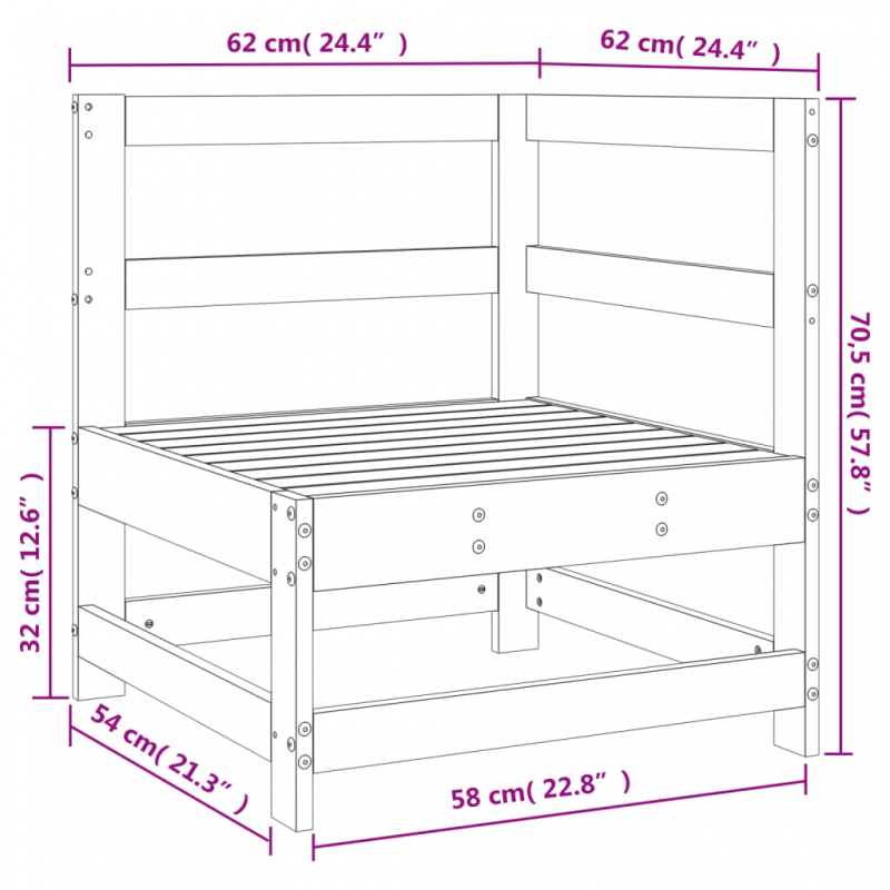 Garten-Ecksofa Weiß Massivholz Kiefer