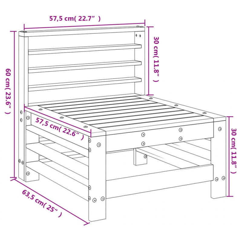 Garten-Mittelsofa Massivholz Douglasie