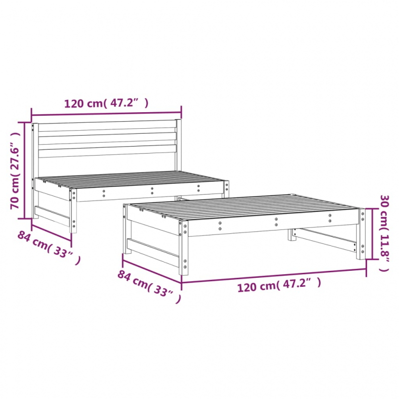 2-tlg. Garten-Lounge-Set Honigbraun Massivholz Kiefer