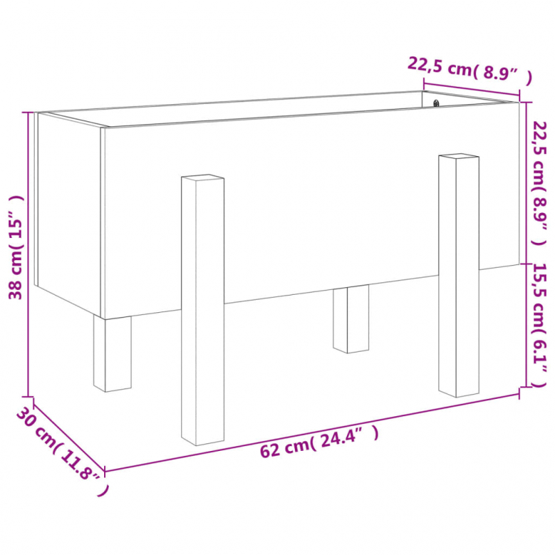 Pflanzkübel 62x30x38 cm Massivholz Douglasie