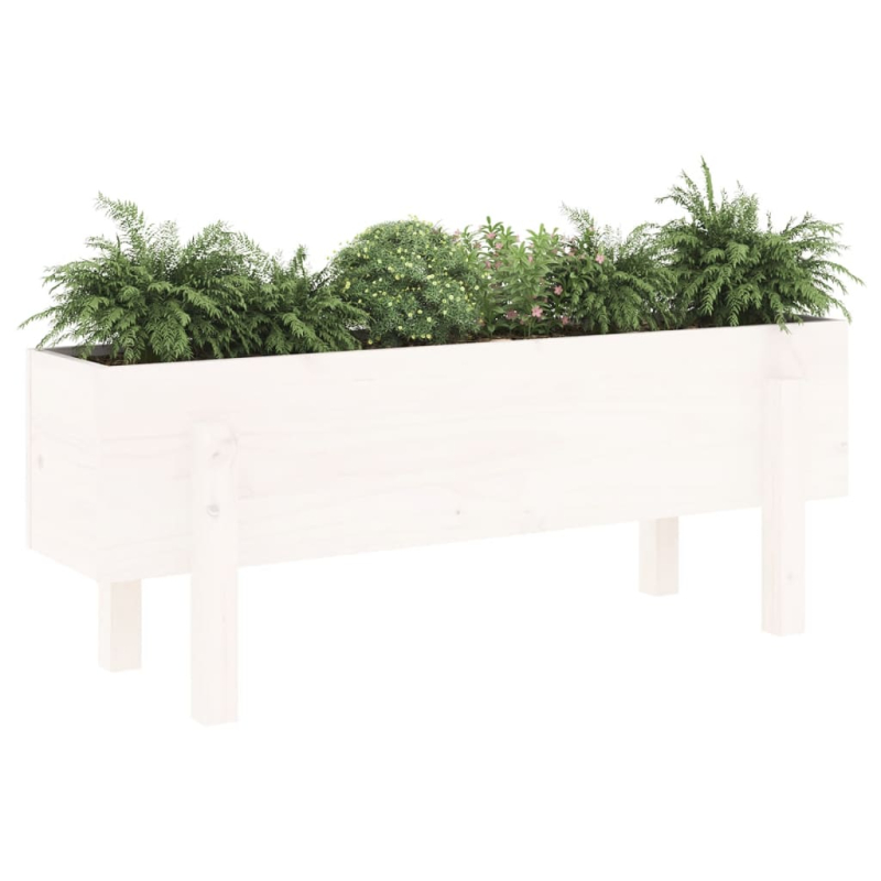 Hochbeet Weiß 101x30x38 cm Massivholz Kiefer