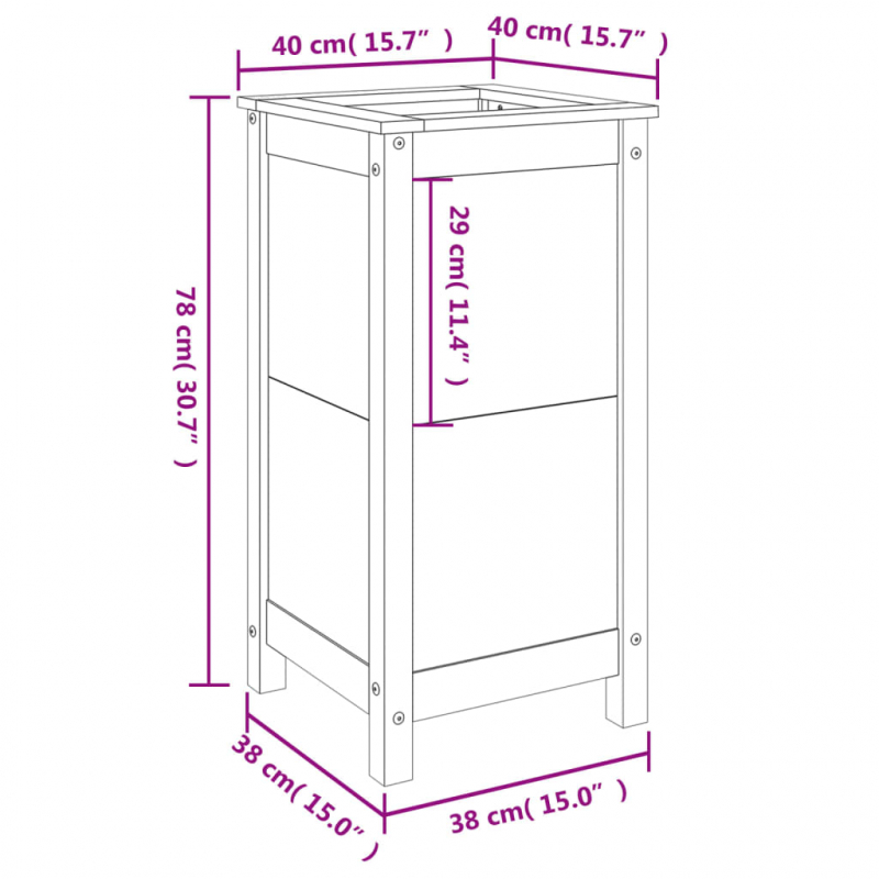 Pflanzkübel 40x40x78 cm Massivholz Douglasie