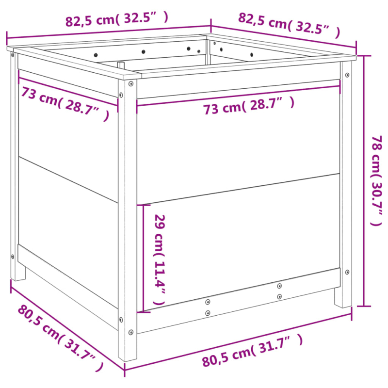 Pflanzkübel 82,5x82,5x78 cm Massivholz Douglasie