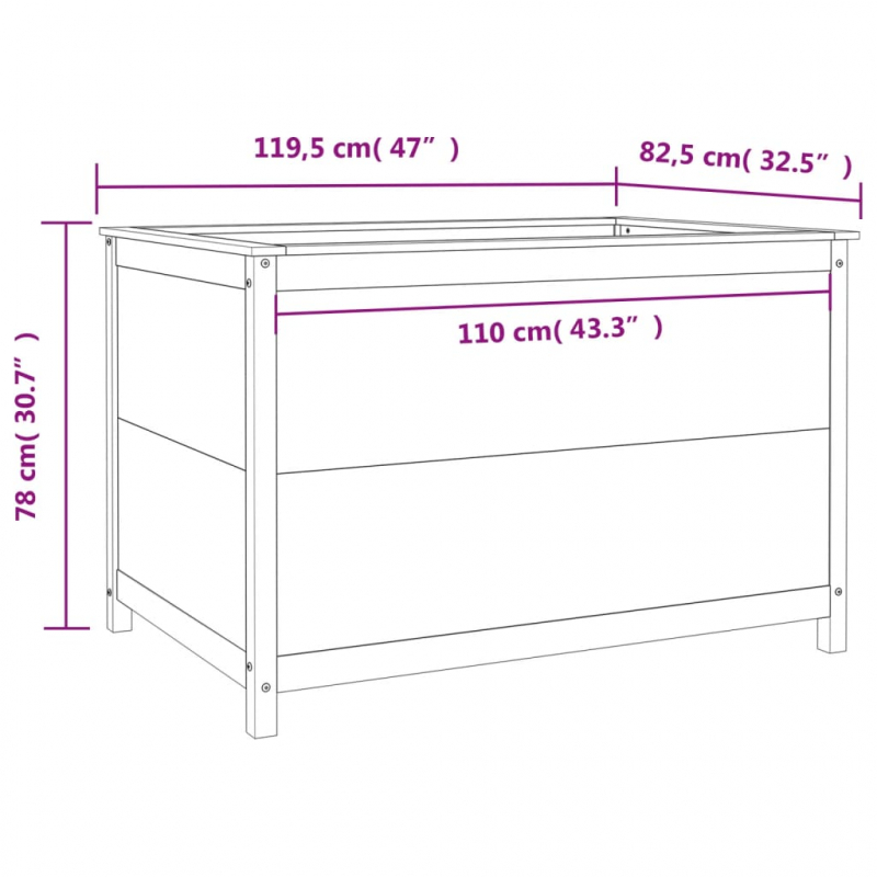 Hochbeet 119,5x82,5x78 cm Massivholz Kiefer