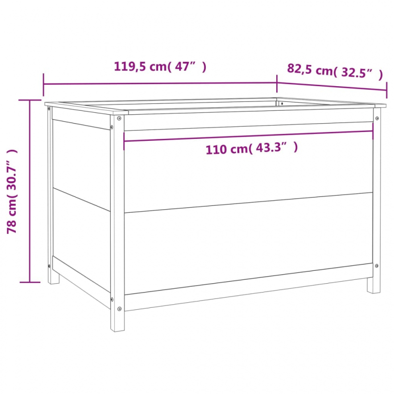 Hochbeet Schwarz 119,5x82,5x78 cm Massivholz Kiefer