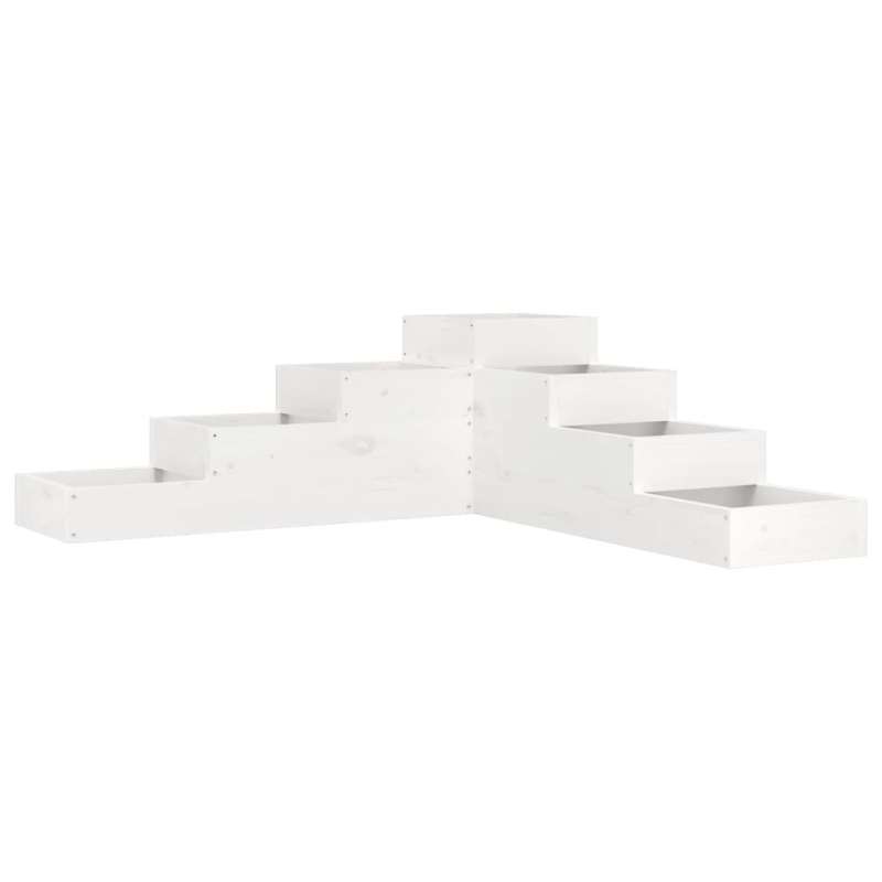 Pflanzentreppe 4 Stufen 106x104,5x36 cm Weiß Massivholz Kiefer