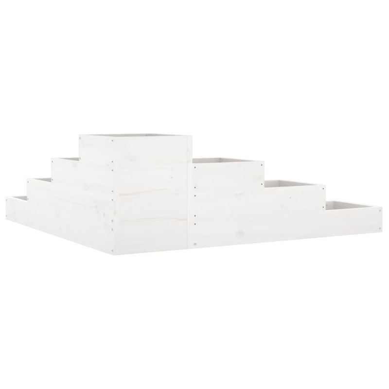 Pflanzentreppe 4 Stufen 106x104,5x36 cm Weiß Massivholz Kiefer