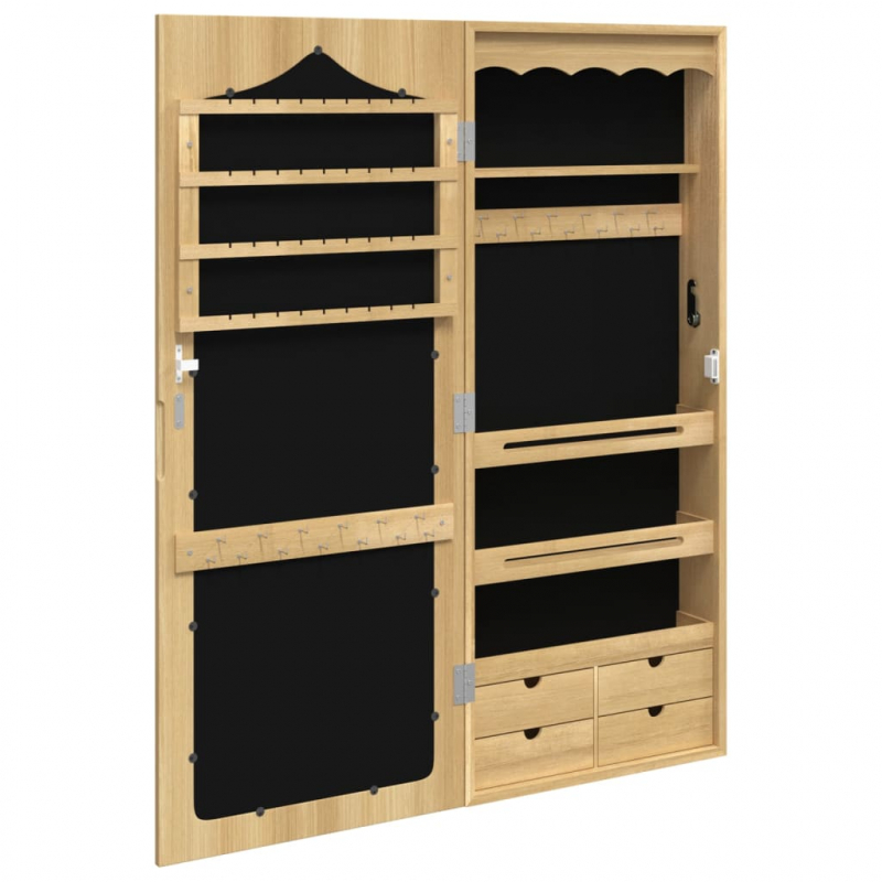 Schmuckschrank mit Spiegel Wandmontage 37,5x10x90 cm