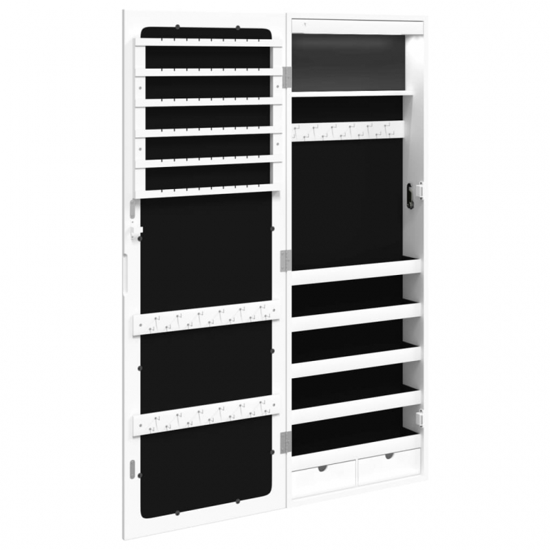 Spiegel-Schmuckschrank mit LED-Beleuchtung Wandmontage Weiß
