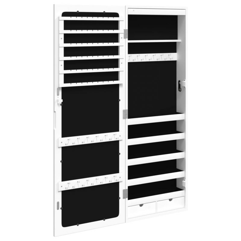 Spiegel-Schmuckschrank mit LED-Beleuchtung Wandmontage Weiß