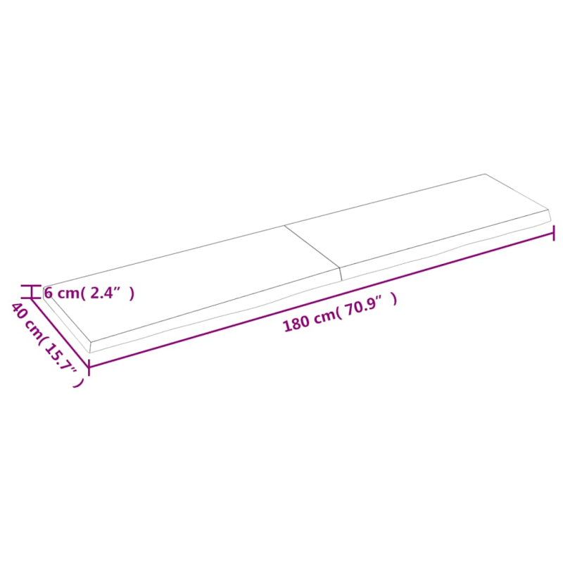 Wandregal Hellbraun 180x40x(2-6) cm Massivholz Eiche Behandelt