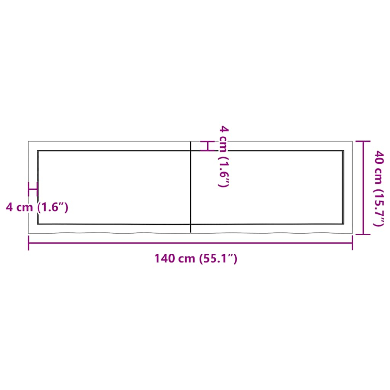 Wandregal Dunkelbraun 140x40x(2-6)cm Massivholz Eiche Behandelt