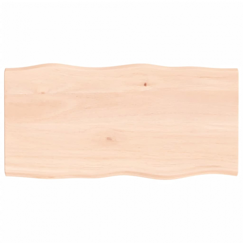 Tischplatte 80x40x2 cm Massivholz Eiche Unbehandelt Baumkante