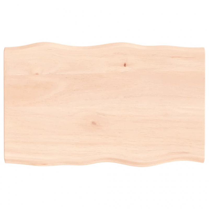 Tischplatte 80x50x2 cm Massivholz Eiche Unbehandelt Baumkante