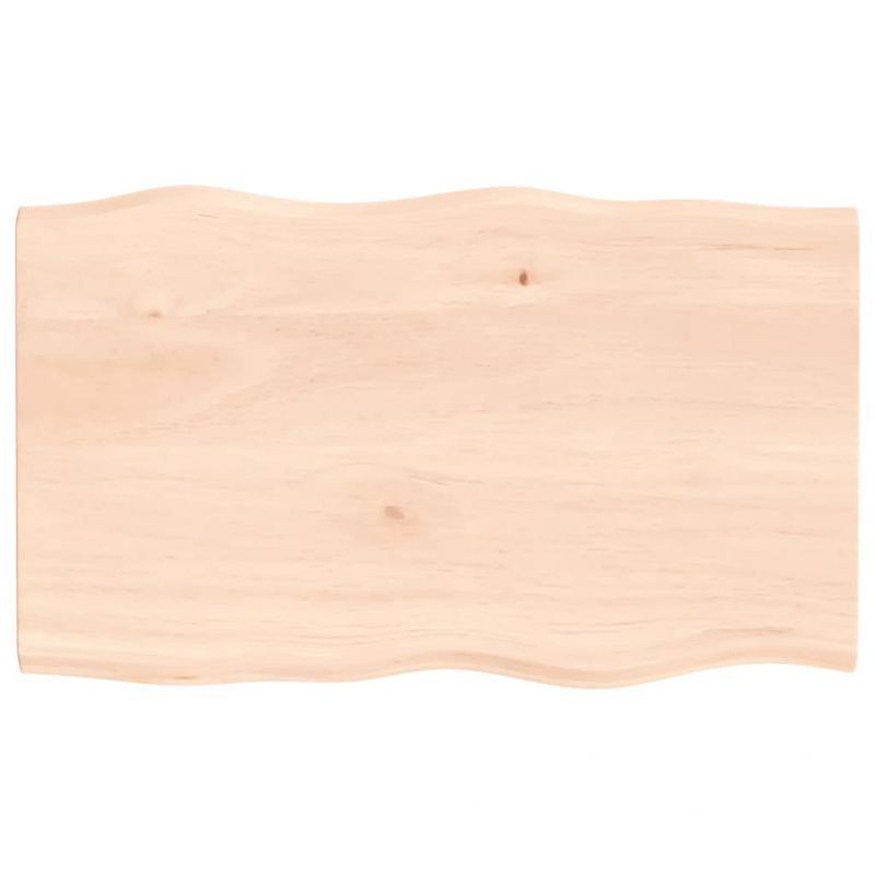 Tischplatte 100x60x2 cm Massivholz Eiche Unbehandelt Baumkante