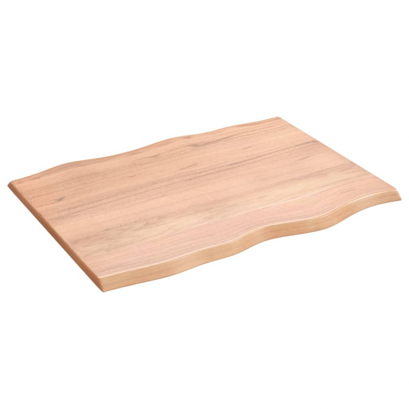 Tischplatte 80x60x2 cm Massivholz Eiche Behandelt Baumkante