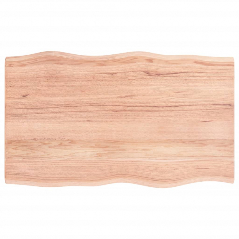 Tischplatte 100x60x2 cm Massivholz Eiche Behandelt Baumkante