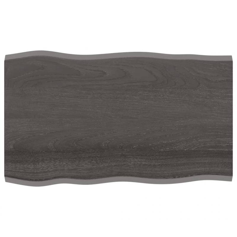 Tischplatte 100x60x2 cm Massivholz Eiche Behandelt Baumkante